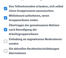 zusatzeinstellung Gruppenraum