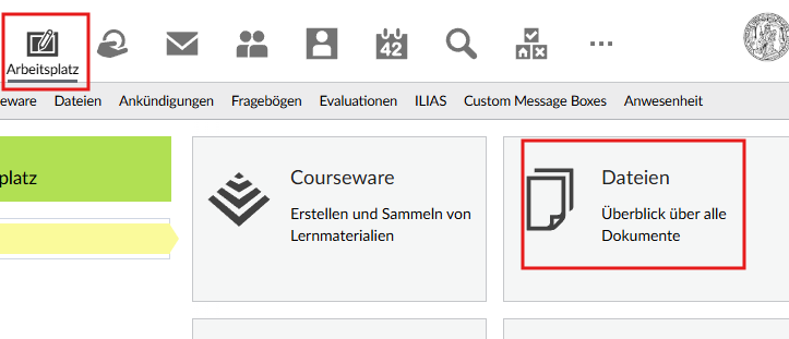 Aufruf des Dateibereicesh in Stud.IP