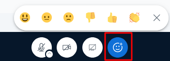 Reaktions-Button in der Funktionsleiste und die zur Auswahl stehenden Emojicons.