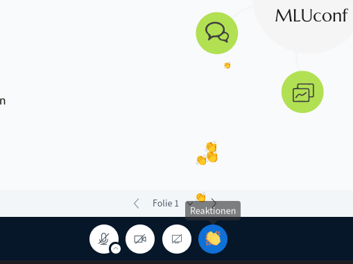 Anzeige als schwebendes Emoji auf der Präsentationsfläche.