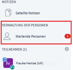 Anzeige der Teilnehmer im Warteraum für den Moderator
