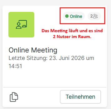 Ist ein Meeting aktiv? Schneller Überblick in der Raumübersicht.