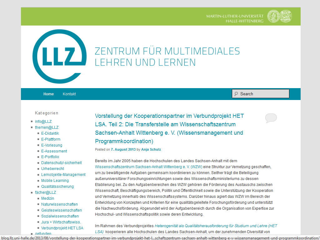 "@LLZ Zentrum für multimediales Lehren und Lernen" - fortlaufendes Blog des @LLZ mit Fachinformationen rund um das Thema E-Learning
