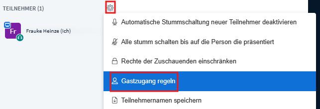 Aufrufen bzw. Einrichten des Wartebereiches im MLUconf-Raum