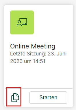 Kopier-Button des Raumes auf der Übersichtsseite