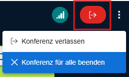 Das Beenden der Konferenz für alle ist nur für Präsentatoren und Moderatoren möglich.