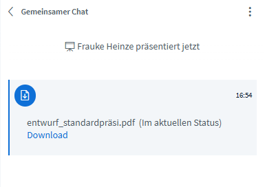 Anzeige des Downloadlinks im gemeinsamen Chat des Raumes