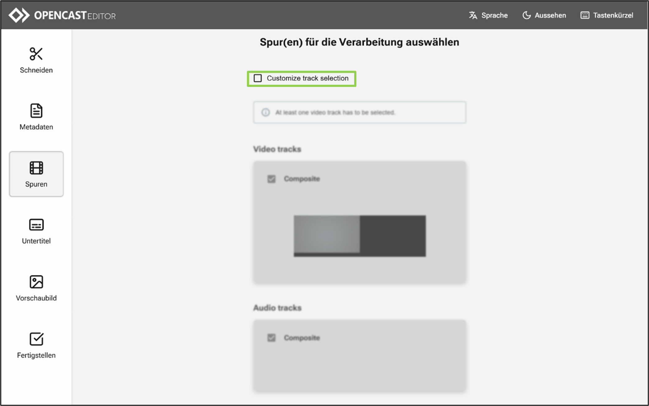 Customize track selection